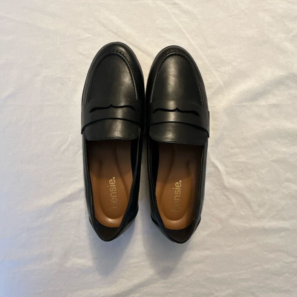 Kensie Black Leather Loafers Size 8.5 | NIB Classic Penny Flat